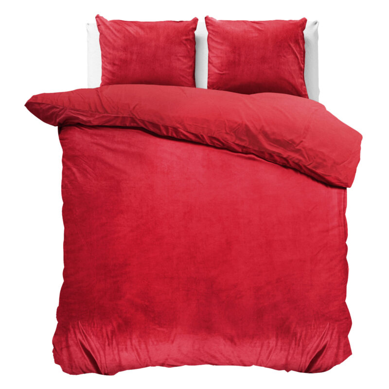 Velvet Uni Dekbedovertrek Rood 200 x 220